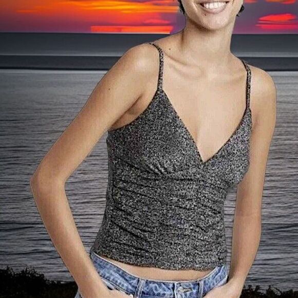 Y2K Coquette Ruched Tank Top XS Crop Corset Cami Goth Glittery Fairy Whimsigoth - Picture 15 of 16